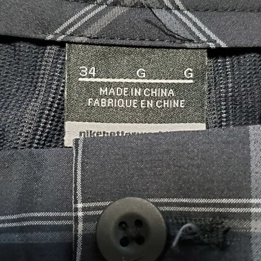 Nike Black & Gray Plaid Dry Fit Golf Shorts